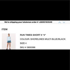 Lululemon Run Times Short ll 4”